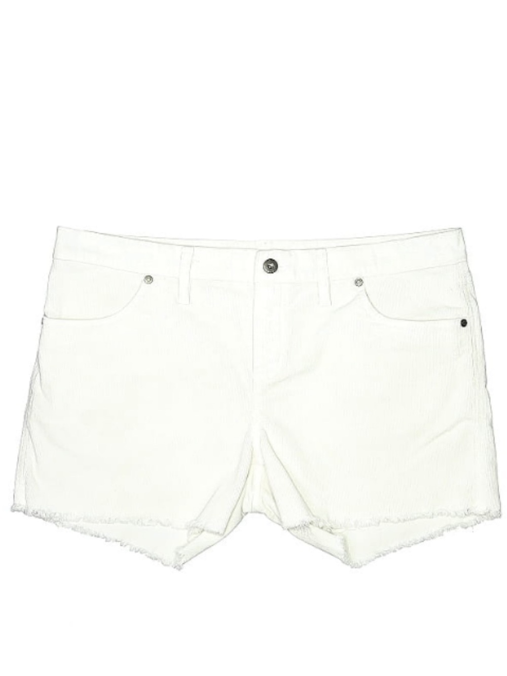White Corduroy Cutoff Shorts Carve Designs
